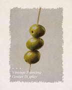 HUARCEY Gold Framed Wall Art for Living Room, Olive Skewers Painting Prints, Vintage Wall Decor for Kitchen, Minimalism Bedroom Wall Art for Home Office A string of olives 10L x 8W