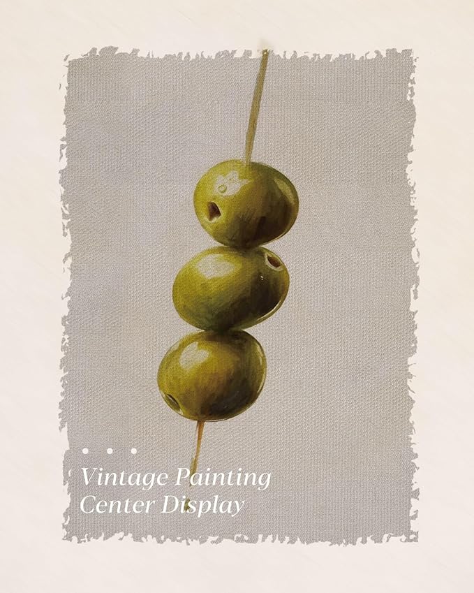 HUARCEY Gold Framed Wall Art for Living Room, Olive Skewers Painting Prints, Vintage Wall Decor for Kitchen, Minimalism Bedroom Wall Art for Home Office A string of olives 10L x 8W