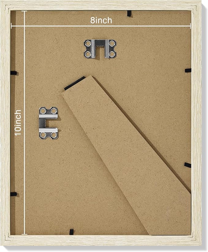 Vittanly 8x10 Picture Frames Set of 9, Shatter Resistant Plexiglass, Display 5x7 Pictures with Mat or 8x10 without Mat, Photo Frames for Wall or Tabletop, Engineered Wood, Cornsilk