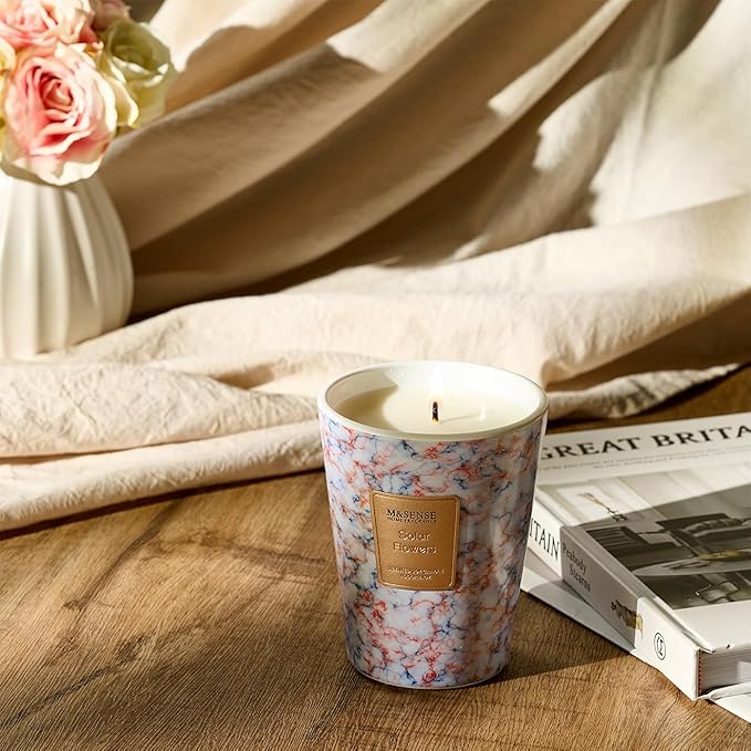 M&SENSE SolarFlowers Scented Candles for Home, Lead-Free Wick Highly Scented Jar Candles, 14.1 Oz 80 Hours Lasting Burning Candles Gifts for Women, Relaxing Aromatherapy Candle for Stress Relief