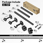 Heavy Duty Curtain Rod 32-150 Inch, 1 Inch Adjustable Curtain Rods for Windows, Extra Long Window Treatment Rods with Aluminium Finials, Easy Installation