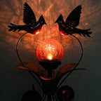 VCUTEKA Cardinal Solar Lights Outdoor Metal Garden Stake Waterproof Crackle Glass Globe Garden Decor Cardinal for Pathway, Lawn, Patio, Yard