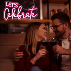 Let's Celebrate Neon Sign Led Neon Lights Neon Signs for Wall Decor Light Up Sign for Birthday Party Club Gift