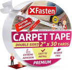 XFasten Double Sided Carpet Tape for Area Rugs 2 Inch x 30 Yards w/Mini Cutter, Residue-Free Carpet Tiles Tape, Heavy-Duty Rug Pad Gripper for Hardwood, Vinyl Flooring Underlayments, Laminate