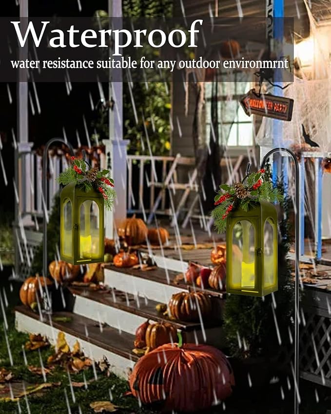 Bdor Lantern Decorative Candle Lantern 16 Inch Remote Vintage Decorations with Timer LED Metal Hanging Lantern for Home Outdoor Porch Decor Christmas Centerpieces for Tables