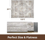 AMOAMI-Area Rug 8X10 Rugs for Living Room-Vintage Soft Grey Rugs for Bedroom-Non Slip Carpet-Washable Rug for Dining Room Living Room Bedroom Office Under Table