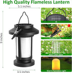 Derynome Solar Lantern Outdoor Lights, 2 Pack Upgraded Flickering Flameless Solar Lights Outdoor Waterproof, Hanging Decorative Lanterns for Yard Patio Path Garden Decor (2)