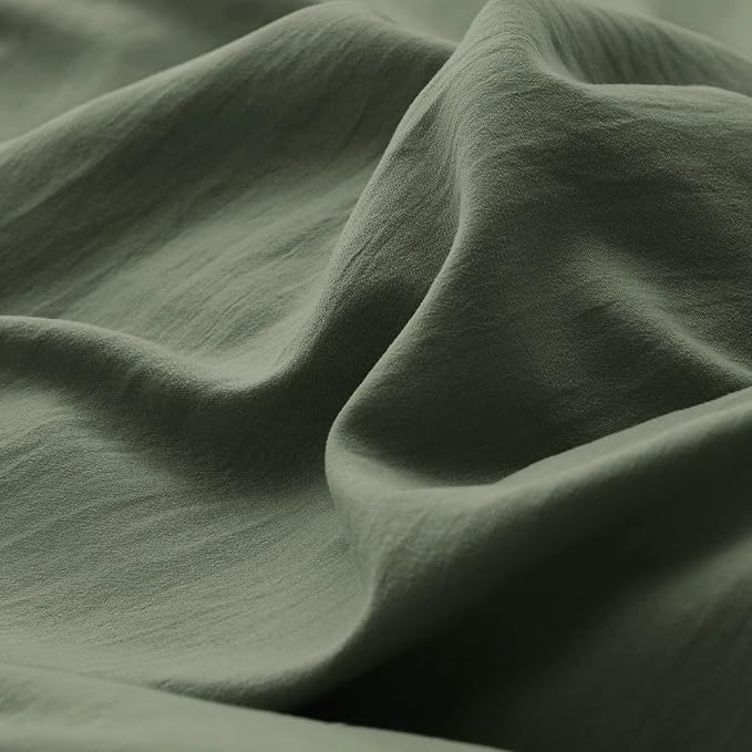 Bedsure Olive Green Oversized Queen Duvet Cover - 3 Pieces Prewashed Cotton-Like Extra Soft Bedding Set, Includes 1 Duvet Cover 98x98 Inches with Zipper Closure & 2 Pillow Shams, No Comforter