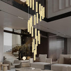 Large Crystal Chandeliers 130inches Long Spiral Staircase Chandelier for High Ceiling Foyer Entrance Modern LED Dimmable Chandelier 25-Lights Gold
