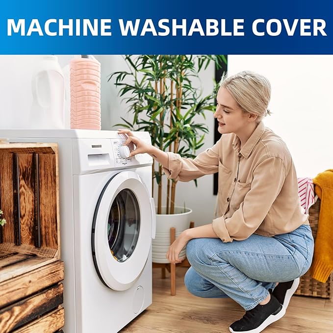 MABOZOO Memory Foam Back Support Cushion for Recliner Chair,Lumbar Support Pillow for Elderly,Extra Large Lumbar Support Pillow with Extension Straps,Navy Blue