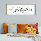 comurdyo Always Kiss Me Goodnight Sign for Bedroom Above bed Wall Decor 40''×15'' Large Wood Frame For Couples Over Bed Hanging Wall Art (Wood)