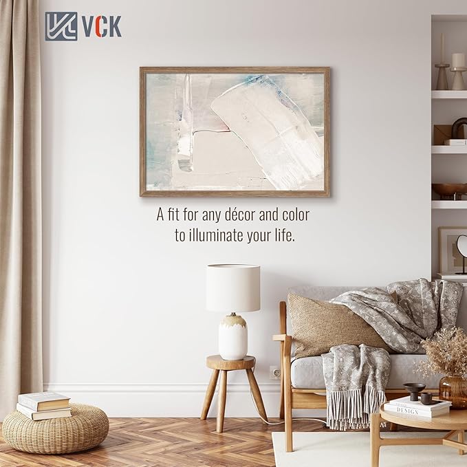 VCK 24x36 Poster Frame 3 Pack - Brown Walnut, Natural Textured Solid Wood Picture Frame, Wall Mounting Hanging