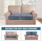 H.VERSAILTEX Velvet Stretch Couch Cushion Cover Plush Cushion Slipcover for Chair Loveseat Sofa Cushion Furniture Protector Seat Cushion Sofa Cover (2 Piece Medium Sofa Cushion Covers, Stone Blue)