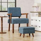 Accent Chair Set of 2 with Table, Living Room Chairs with Soft Seat and Armrests for Living Room Bedroom Reading Room Waiting Room, Lake Blue (AC01)
