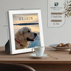 8x10 Picture Frame Set - 3 Pack, Textured White Solid Wood, HD Tempered Glass, Gallery Photo Frame, Table or Wall Display