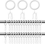 Hotop 30 Pcs Metal Drapery Curtain Rings 0.98/1.26/1.65 inch Interior Diameter and 30 Pcs Hanging Curtain Drapery Pin Hooks for Window Door Shower(25 mm,White)