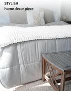 YnM Chunky Throw Blanket, Medium-Weight, Hand Knitted with Chenielle Yarn, Skin Friendly, Ventilated and Breathable, Machine Washable, Home Décor Piece for Couch, Sofa and Bed (White, 60x80 Inch)