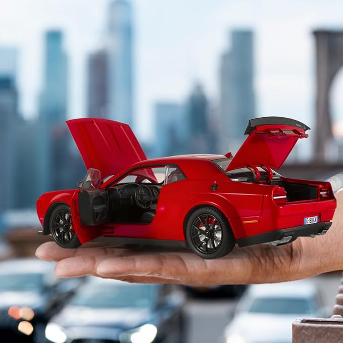 Car Toys for Boys 1/24 Diecast Cars Hellcat SRT Collectibles Model Kit,Pull Back Metal Toy Car with Lights and Sounds,Toy Cars for Boys Age 4-7（Red）