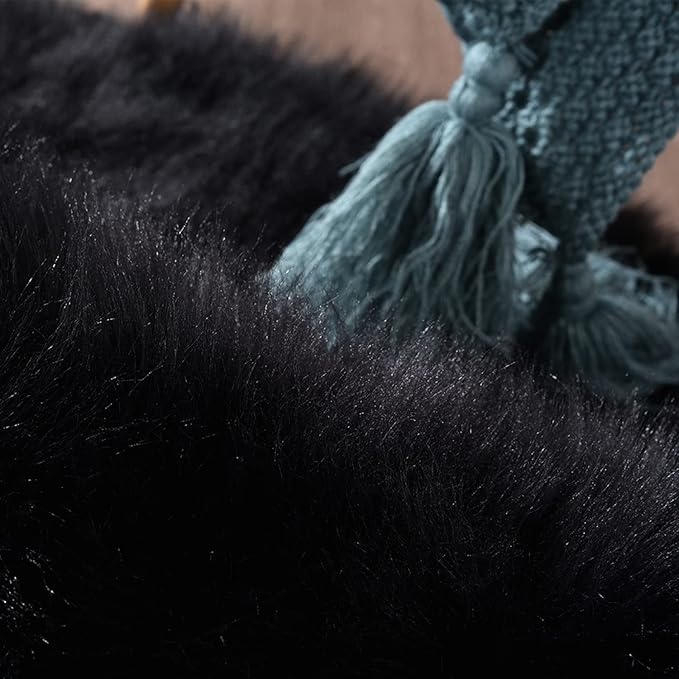 Latepis Shag 5x7 Black Fuzzy Rug Faux Sheepskin Fur Rugs Super Soft Washable Shaggy Rug for Living Room Fluffy Rugs for Bedroom Pure Dark for Luxury Home Décor