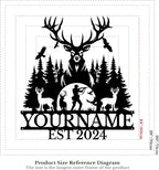 Personalized Deer Forest Name metal Signs,Custom Shed Metal Wall Decor,Black Deer Metal Wall Art Decor,Deer Home Metal Signs Plaques,Outdoor wall Decorative Signage (Style D)
