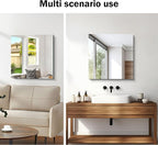 Frameless Mirror, 24x24 inch Square Bathroom Mirrors for Wall, Upgraded Shatterproof Vanity Mirror Over Sink with Polished Edge for Bathroom,Bedroom,Living Room and Entryway
