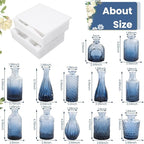 12Pcs Blue Glass Bud Vases Set, Small Vases for Flowers, Perfect for Centerpieces at Parties, Baby Showers, Weddings, Events, Graduation Season, Great Gifts for Office & Home Décor