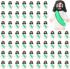 Bememo 100 Pcs Jesus Toys Original Design Mini Rubber Little Jesus Figurine to Hide and Seek Religious Party Favors Sunday School Craft Baptism Gifts for Easter Egg Stuffers(Green)