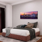 Fochorlo Large Chicago Canvas Modern City Skyline Wall Art Downtown Night Picture Prints Ready To Hang 20"X48"