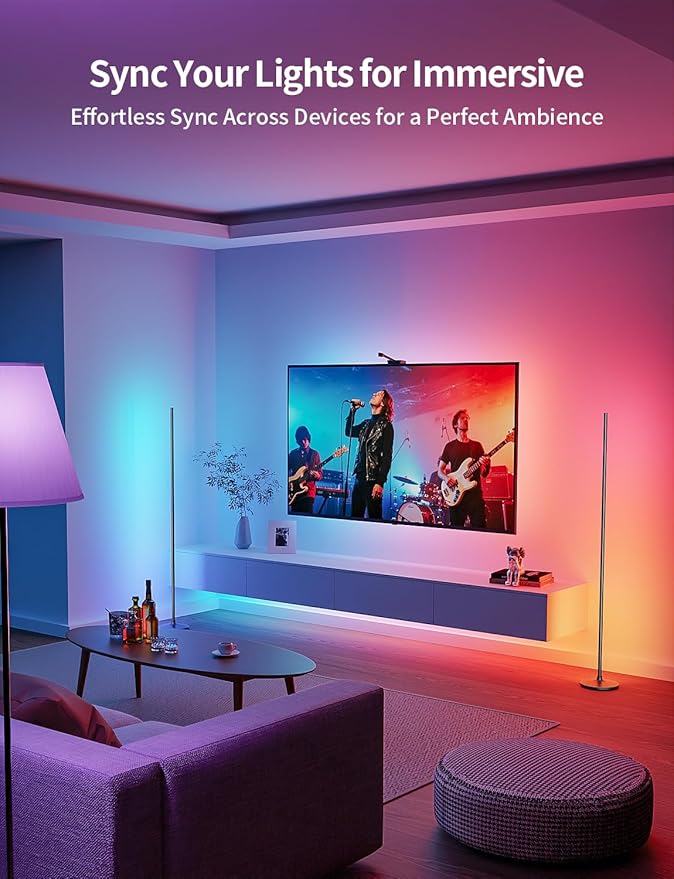 Ailofy Corner Floor Lamp, Corner Lamp Compatible with Alexa & Google Assistant, 16 Million DIY Colors, Sync with Music, App Control, Timer Setting, LED Floor Lamp for Living Room and Bedroom, Black