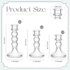 Mumufy 6 Pack Glass Taper Candle Holders Clear Candlestick Holder Fit 0.8 Inch Candles 4'' 6'' 8'' Tall Crystal Decorative Candlestick Stand Centerpiece for Table Wedding Dining Party (Glossy)