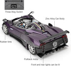 1/24 Car Model Compatible for Collectible Pagani Zonta HP Diecast Toy Car,Zinc Alloy Pull Back Cabriolet Vehicles Toy with Sound and Light for Adult Boys Girls (Purple)