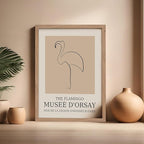 Poster Master Vintage Poster - Retro Minimalist Print - Gift for Artist, Housewarming - Flamingo, Line Drawing, Sketch, Abstract - Wall Decor for Living Room, Bedroom, 16x20 Beige Framed