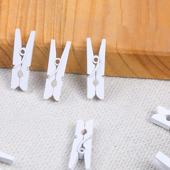 CCINEE Cute Wooden Clothespins White Craft Peg Pins Sturdy Mini Pins Clips, 1 Inch, 72 Pieces in Total