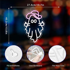 Cowboy Ghost Neon Sign, Neon Signs for Wall Decor Neon White Pink LED Signs Room Neon Light Up Signs Home Decor for Bedroom Club Party Bar Shop USB Operated