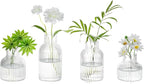 Glasseam Glass Bud Vases for Centerpieces: Modern Small Flower Vase Set of 4 for Home Decor - Clear Mini Table Centerpieces for Minimalist Living Room Shelf Kitchen Wedding Party Decorations
