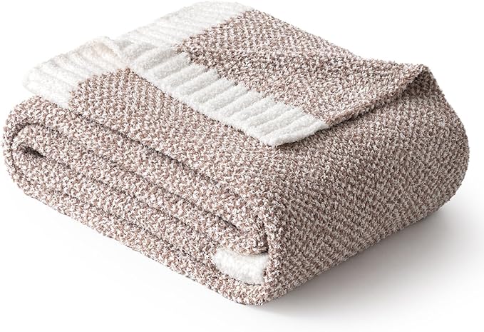 MIULEE Taupe Super Soft Throw Blanket for Couch, Cozy Fluffy Warm Throws Knit Blankets for Sofa, Bed, Chair, Living Room, Camping, Picnic, 50 x 60 inch
