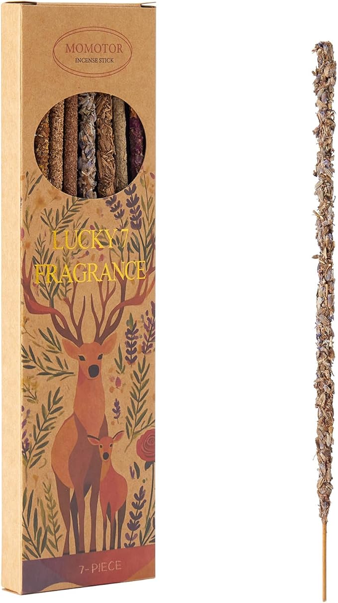 Incense Sticks – 14 Natural Sticks with 7 Scents: Palo Santo, White Sage, Lavender, Rose, Sandalwood, Agarwood & Osmanthus – for Meditation, Spiritual Use & Stress Relief Gifts