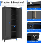 Pantry Cabinet, 75 Inch Tall Kitchen Storage Cabinet, Metal Pantry Cabinets with Doors and Adjustable Shelves, Black Freestanding Food Cupboard for Living, Dinning Room-Assembly Required