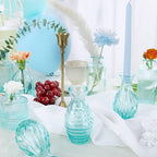 Bud Vases Set of 12, Blue Glass Vase Small Vintage Flower Vase for Decor Ribbed Glass Bud Vases in Bulk Wedding Decor Bridal Shower Party Centerpieces Home Room Table Decorations