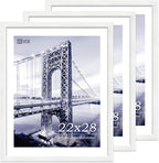 VCK 22x28 Poster Frame Set of 3 - White,Solid Wood Picture Frames, Textured Exclusive Wall Gallery Frame