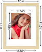 Vittanly 9x12 Picture Frames Set of 9, Shatter Resistant Plexiglass, Display 6x8 Pictures with Mat or 9x12 without Mat, Photo Frames for Wall or Tabletop, Engineered Wood, OAK