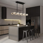 Dining Room Light Fixture,Modern Crystal Chandeleirs Semi Flush Mount Ceiling Light Fixture,Black Metal Crystal Pendant Light for Kitchen Island Farmhouse Dining Room,Living Room (10-Lights)