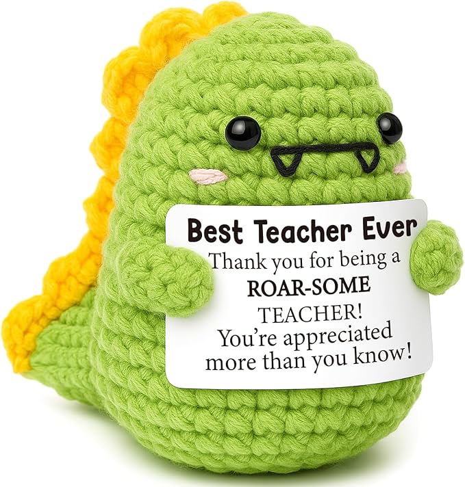 OCCdesign Mini Teacher Gifts for Christmas Teacher Appreciation Gifts for Best Teachers Ever Handmade Crochet Dinosaur Thank You Gift for Teachers Christmas Birthday Retirement Gift Ideas