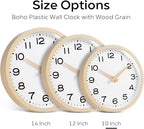 AKCISOT Wall Clock,Boho Kitchen 10 Inch Wall Clocks Battery Operated Non Ticking,Silent Modern Clock Decorative for Bedroom,Office,Bathroom,Living Room,Home (Wood Grain)