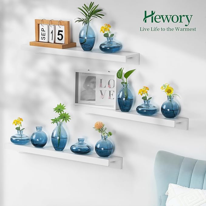 Hewory Glass Bud Vases for Centerpieces: Set of 12 Cute Blue Small Vases Handmade, Mini Flower Vase for Floral Arrangement, Tiny Decorations for Home Office Wedding Reception Party Events Table Decor