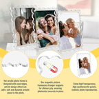 3 Pack Acrylic Picture Frames 4x6 Scalloped with Detachable Brackets, Vertical and Horizontal Tabletop Display, Clear Magnetic Photo Frames for Home/Family/Party/Wedding