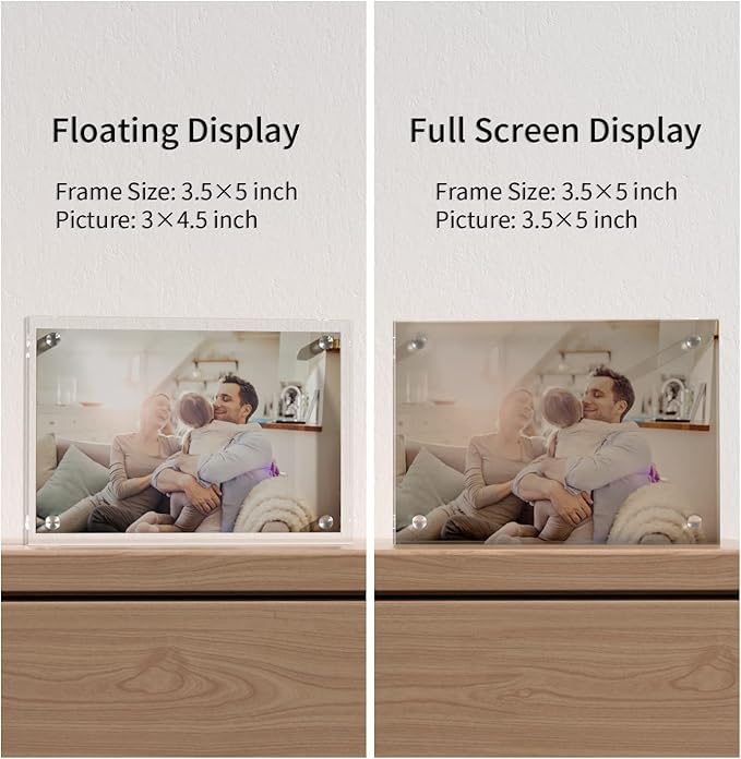 Acrylic Photo Frames 3.5x5 Pack of 3, Double Side Magnets Picture Frame, Magnetic Picture Frames for 3x4, 3x5, 3.5x4.5 photo, 10 + 10MM Thickness