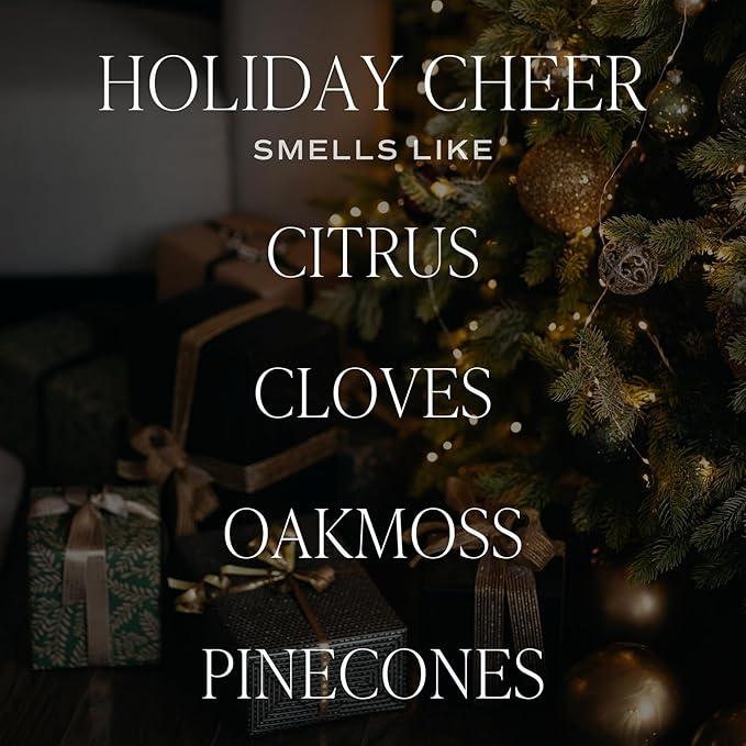 Sweet Water Decor Holiday Cheer Christmas Scented Candles - Christmas Stocking Stuffers Soy Candles with Citrus Scent - Christmas Candles with 40 Hours Burn Time - 9Oz Gold Lid Clear Jar Wax Candles