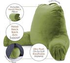 Nestl Reading Pillow Large Bed Pillow, Back Pillow for Sitting in Bed Shredded Memory Foam Chair Pillow, Reading & Bed Rest Pillows Calla Green Back Pillow for Bed, Bed Chair Arm Pillow with Pockets