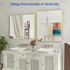 WEER Gold Bathroom Mirror, 36X30 Inch Brushed Gold Metal Frame Mirror, Rounded Rectangle Gold Bathroom Vanity Mirror for Wall, Tempered Glass, Anti-Rust, Hangs Horizontally or Vertically